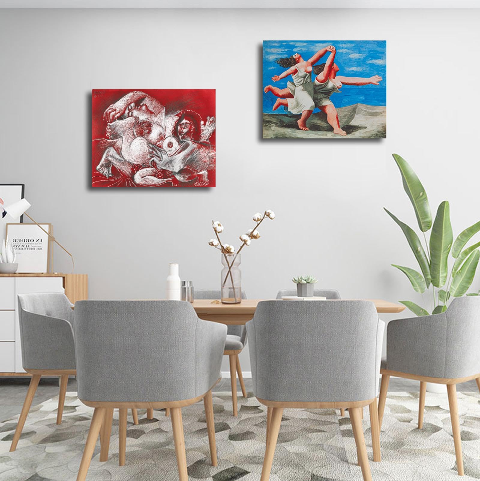 要問い合せ♥️素敵な絵を飾りましょ♥️大人お洒落　海外アート　額　絵　ピカソ Amazon.co.jp: 2ピースの額入りピカソの絵画抽象的なビーチ